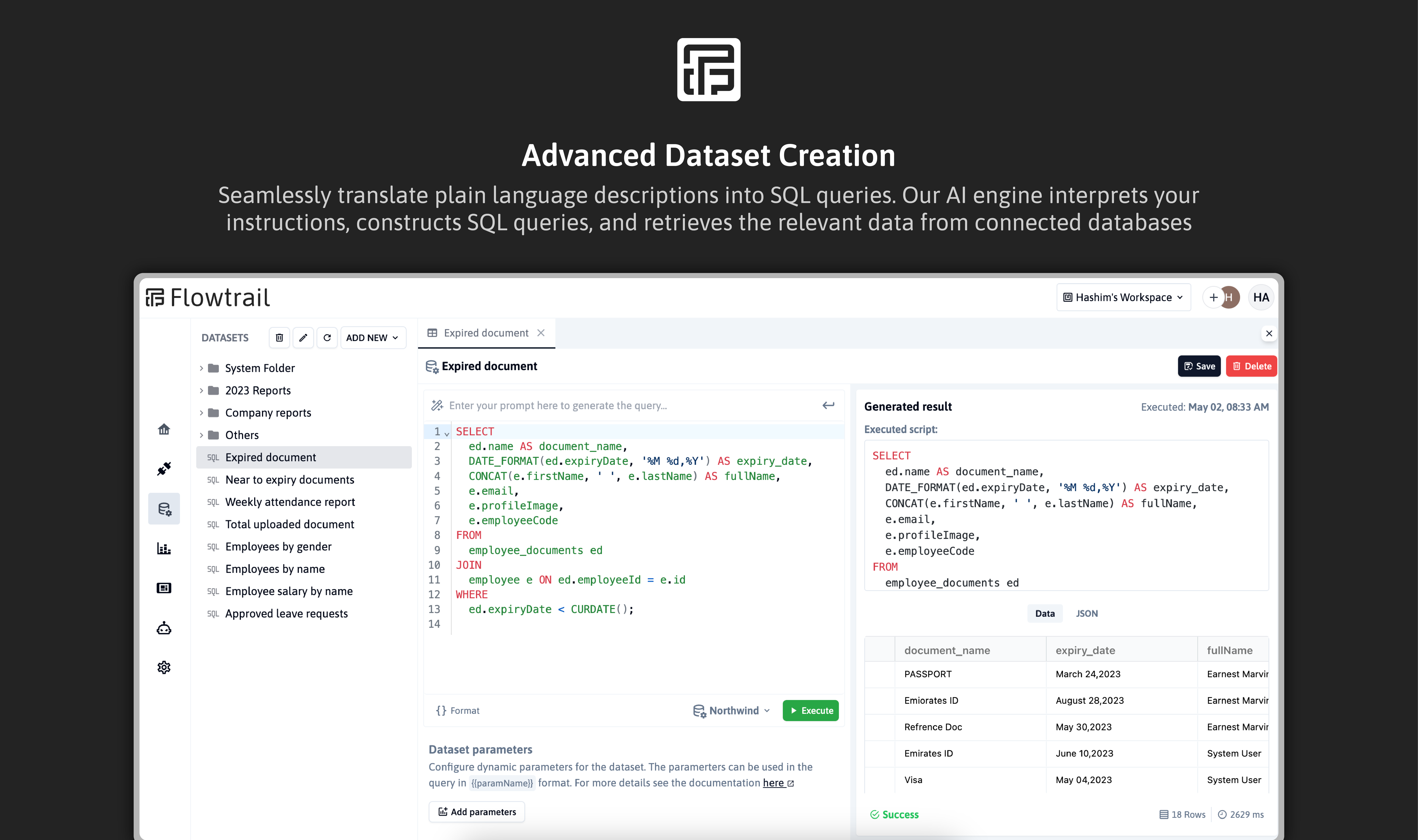 screenshot of Flowtrail AI
